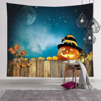 Tapiserija Pumpkin Halloween Carpet Home Decor Night Moon Hippie Tapisery Wall Viseča stropna dekoracija-13 95 * 73