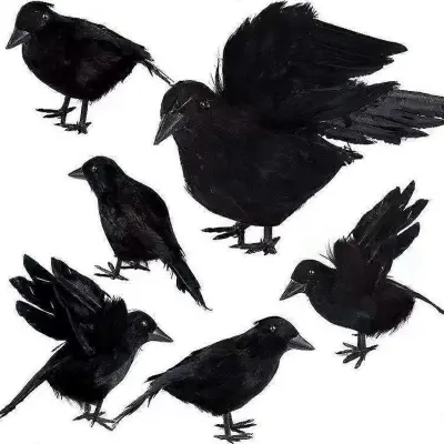 Realistični pernati rekvizit Crow Ravens za Inddor Outdoor Halloween Party Decor