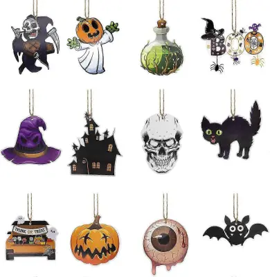 12 KOSov Halloween Papirnati Okraski Halloween Outdoor Decorations Halloween Tree Decorations for Halloween Party Home Court Tree Decor