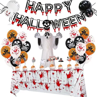 Halloween Balon Set Scarlet Banner Paper Honeycomb Stereo Ghost Package Ghost Festival Party Decoration