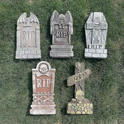 5 Pack Halloween Foam Rip Graveyard Nagrobniki Garden Sign Nagrobni kamen Dekoracija Za Halloween Dvorišče Zunanji Notranji Namizni Dekor