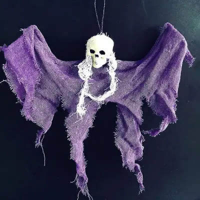 Halloween Ragged Ghost Visi Spooky Creepy Skull Skeleton Party Decor Prop