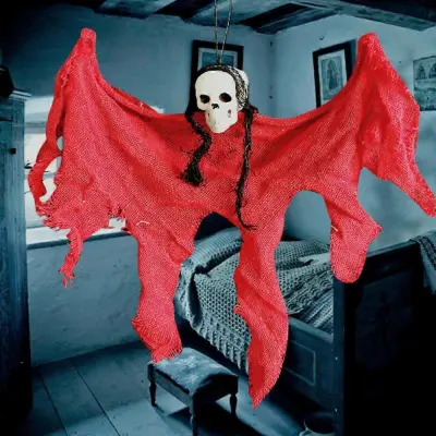 Halloween Ragged Ghost Visi Spooky Creepy Skull Skeleton Party Decor Prop