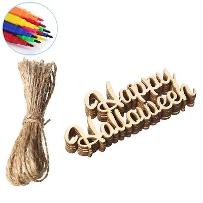 Ghostly Wood Crafts Decor Halloween Obesek Rekviziti za Halloween DIY obesek