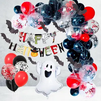Halloween Theme Balloon Chain Pull Flag Komplet za dekoracijo doma Ghost Bat Halloween Set balonov