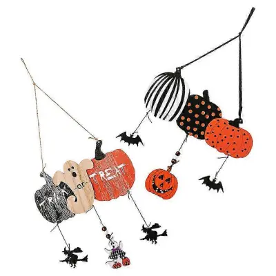 Halloween Vrata Viseča Dekoracija Leseni Material za Praznično Dekoracijo Različne Barve 2Pcs