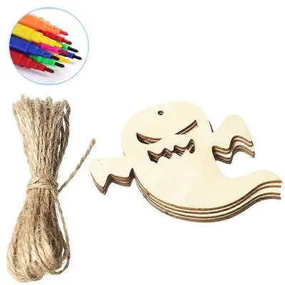 Ghostly Wood Crafts Decor Halloween Obesek Rekviziti za Halloween DIY obesek