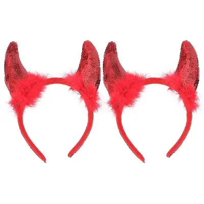 2 kosa Halloween Hair Devil Horns Pattern Naglavni trak Dekoracija Rekviziti Rdeča