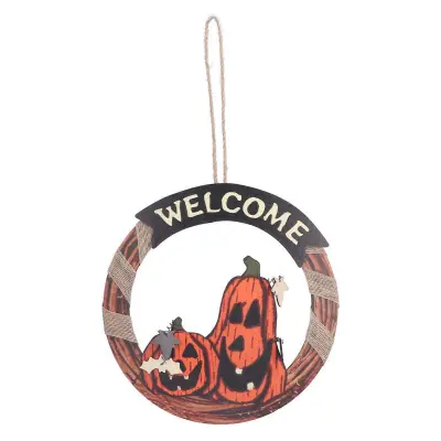Halloween Welcome Sign Lesen Pumpkin Pattern Vrata Viseči Znak Dekoracija Za Halloween Party Festival
