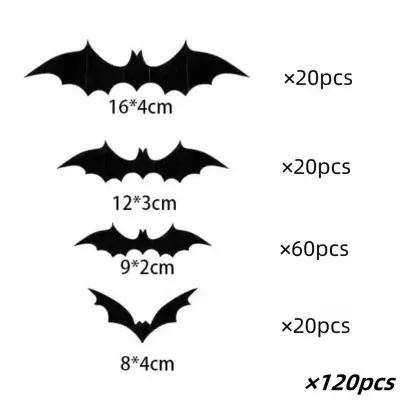 Halloween Party Strašne črne netopirje Nalepke Enostavno odstranite okrasne nalepke za Halloween dogodek