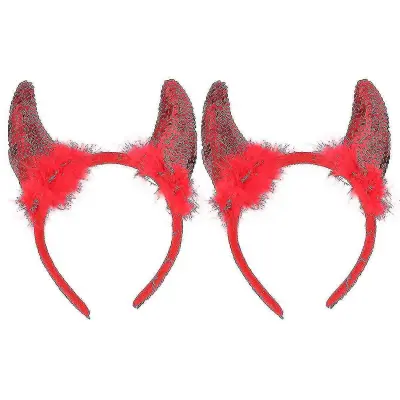 2 kosa Halloween Hair Devil Horns Pattern Naglavni trak Dekoracija Rekviziti Rdeča