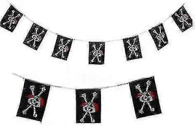 Th Halloween Decoration Banners Pirate Bunting Banner Skull Flag Bunting Garland Halloween Party Supplies14*212pcsblack