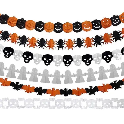 6pcs Halloween Bunting Banner Viseča Garland Party Favors Dobave Dekoracijski Papir Banner Za Party Bar