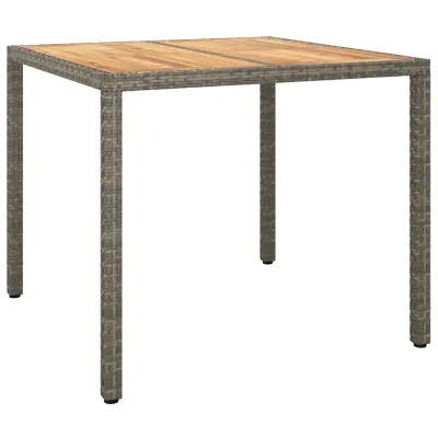 vidaXL Vrtnja jedilna miza Siva 90 x 90 x 75 cm Poly ratan