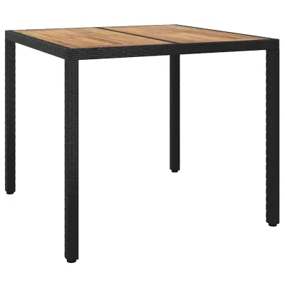 vidaXL Vrtnja jedilna miza Črna 90 x 90 x 75 cm Poly ratan