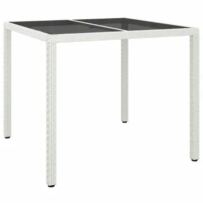 vidaXL Vrtnja jedilna miza Bela 90 x 90 x 75 cm Poly ratan