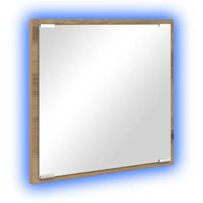 vidaXL LED kopalniško ogledalo artisan hrast 40 x 8.5 x 37 cm