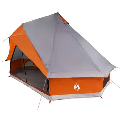 vidaXL Družinski tipi šotor Siva in oranžna 400 x 346 x 250 cm