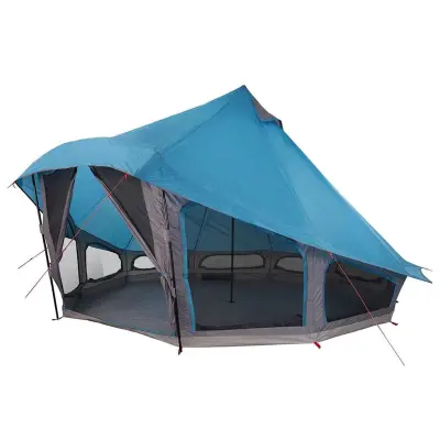 vidaXL Družinski tipi šotor s streho Modra in siva 508 x 470 x 300 cm
