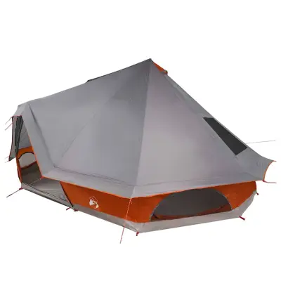 vidaXL Družinski tipi šotor Siva in oranžna 680 x 430 x 270 cm