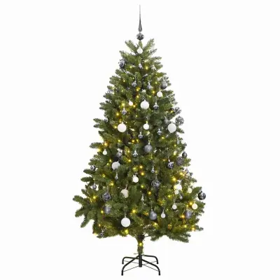 vidaXL Umetna novoletna jelka 300 LED diod in komplet bučk 300 cm