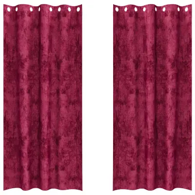 vidaXL Zavesa z zavesami 2 pcs vinsko rdeča 225 x 140 cm Žamet