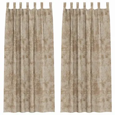 vidaXL Zavesa z zavesami 2 pcs Šampanjec 225 x 140 cm Žamet