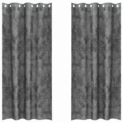vidaXL Zavesa z zavesami 2 pcs Siva 260 x 140 cm Žamet
