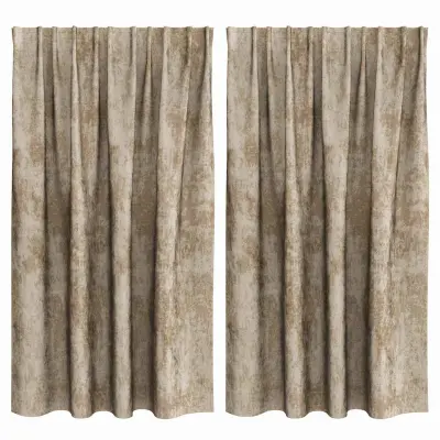 vidaXL Zavesa z zavesami 2 pcs Šampanjec 140 x 140 cm Žamet