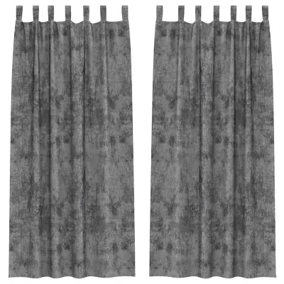 vidaXL Zavesa z zavesami 2 pcs Siva 245 x 140 cm Žamet