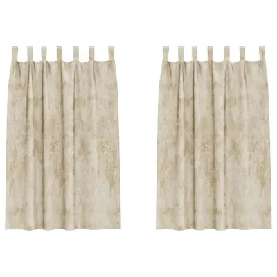 vidaXL Zavesa z zavesami 2 pcs krema 175 x 140 cm Žamet