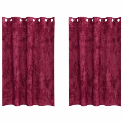 vidaXL Zavesa z zavesami 2 pcs Vinorodna rdeča 175 x 140 cm Žamet