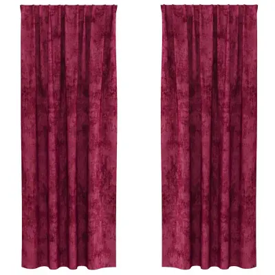 vidaXL Zavesa z zavesami 2 pcs vinsko rdeča 225 x 140 cm Žamet