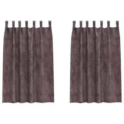 vidaXL Zavesa z zavesami 2 pcs Rjava 175 x 140 cm Žamet