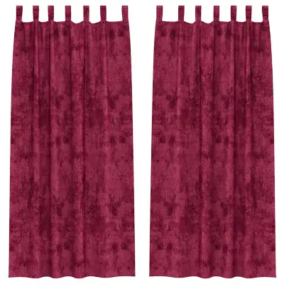 vidaXL Zavesa z zavesami 2 pcs vinsko rdeča 225 x 140 cm Žamet