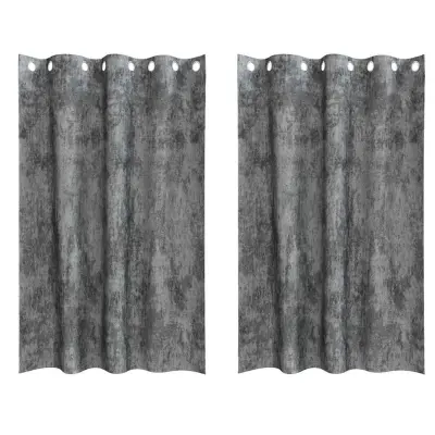 vidaXL Zavesa z zavesami 2 pcs Siva 175 x 140 cm Žamet