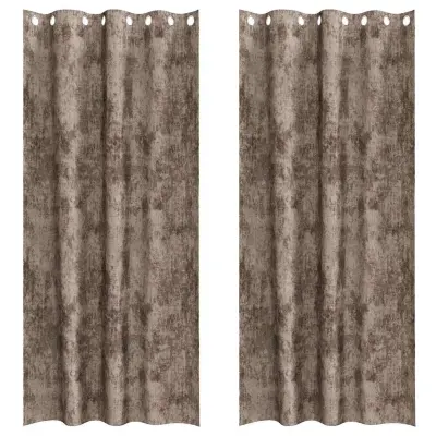 vidaXL Zavesa z zavesami 2 pcs Kapučino 260 x 140 cm Žamet