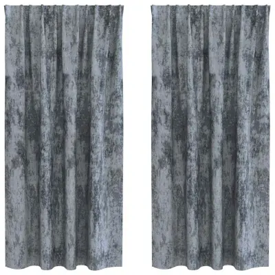 vidaXL Zavesa z zavesami 2 pcs Siva 175 x 140 cm Žamet