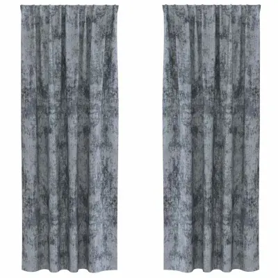 vidaXL Zavesa z zavesami 2 pcs Siva 245 x 140 cm Žamet