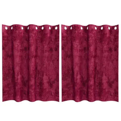 vidaXL Zavesa z zavesami 2 pcs vinsko rdeča 140 x 140 cm Žamet