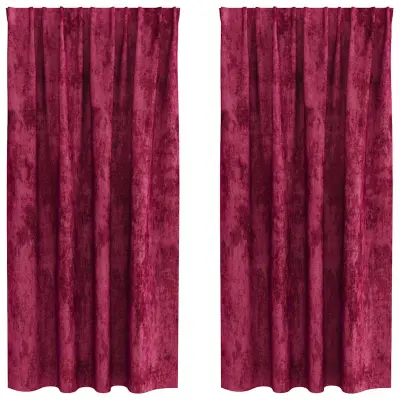vidaXL Zavesa z zavesami 2 pcs vinsko rdeča 175 x 140 cm Žamet
