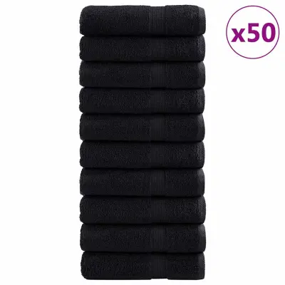 vidaXL 600 gsm brisače za goste SOLUND 50 pcs Črna 50 x 100 cm Bombaž