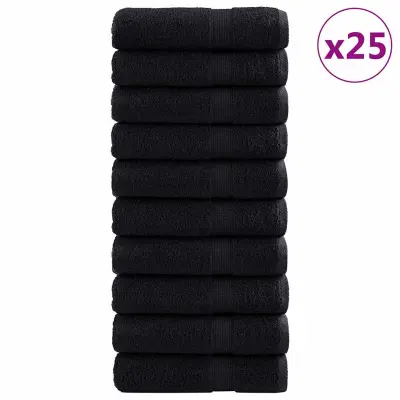 vidaXL 600 gsm brisače za goste SOLUND 25 pcs Črna 100 x 150 cm Bombaž