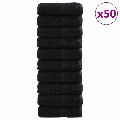 vidaXL 600 gsm brisače za goste SOLUND 50 pcs Črna 30 x 50 cm Bombaž