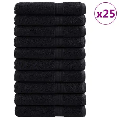 vidaXL 600 gsm brisače za goste SOLUND 25 pcs Črna 100 x 200 cm Bombaž