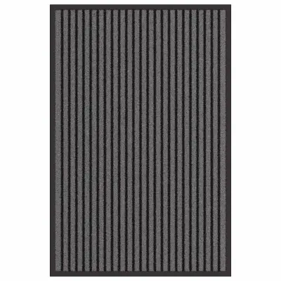 vidaXL Doormat Črtasto Črna in siva 60 x 90 cm Polipropilen in PVC