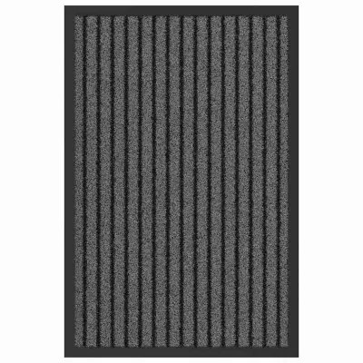 vidaXL Doormat Črtasto Črna in siva 40 x 60 cm Polipropilen in PVC