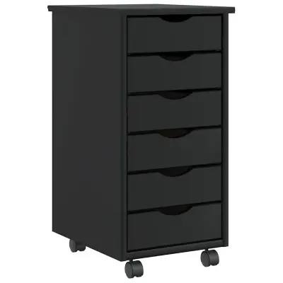 vidaXL Rolling Cabinet s predali MOSS Black Masivni les borovega lesa