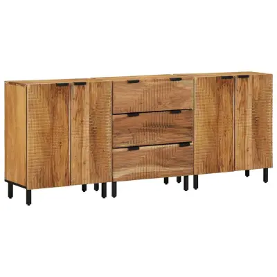vidaXL Stranska omara 3 pcs Rjava 60 x 33 x 75 cm Trden akacijev les