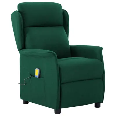 vidaXL Masažni stol Temno zelena 67.5 x 93.5 x 101.5 cm blago
